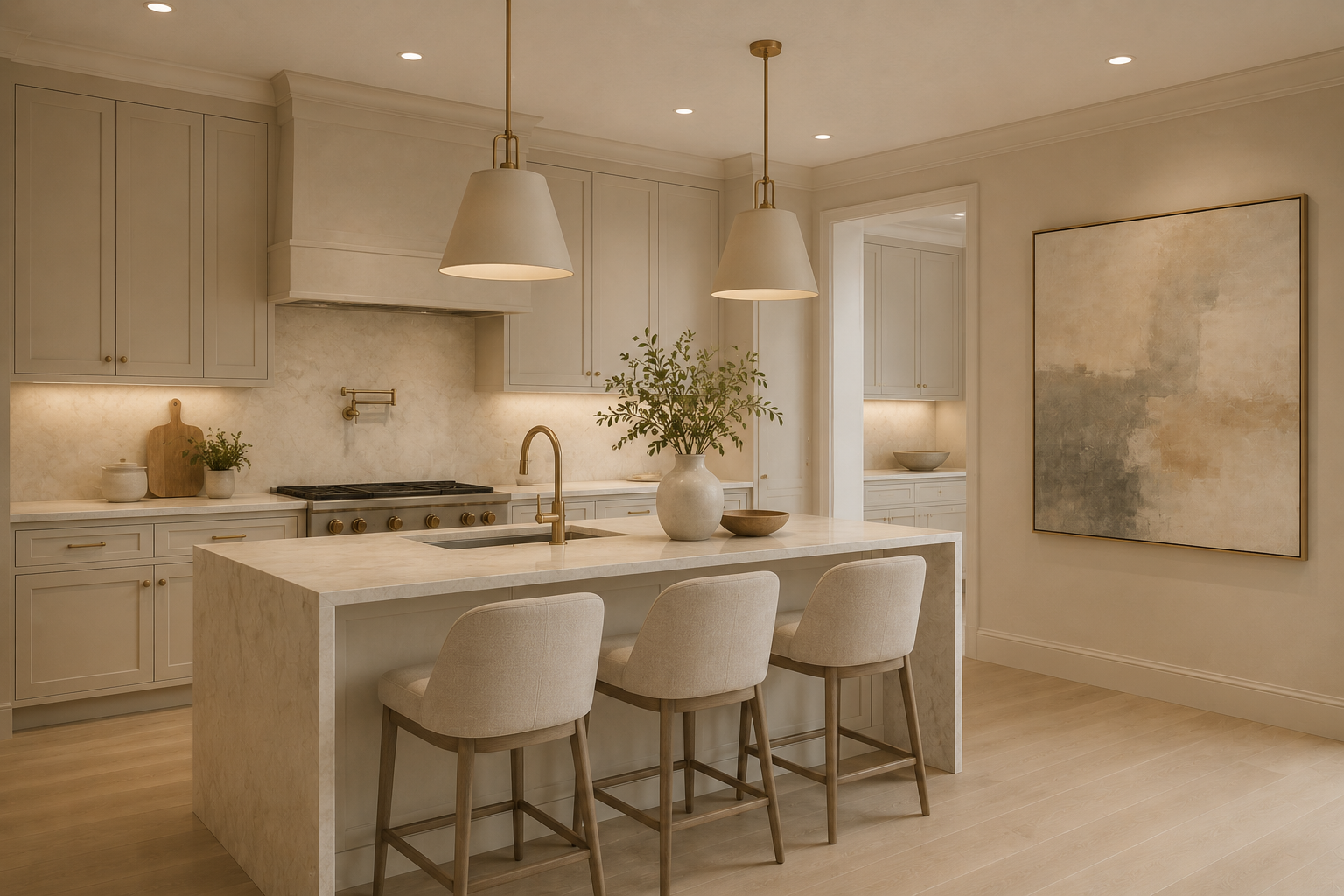 kitchen with painting
